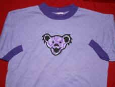 Grateful Dead Ringer T-Shirt Bear Head Purple Size Small