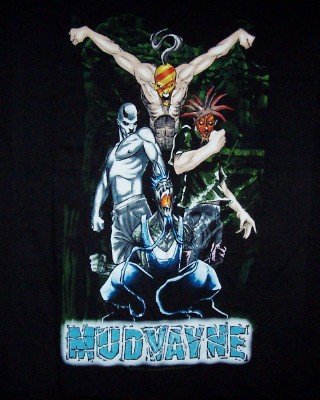 Mudvayne T-Shirt Superheroes Logo Black Size Large