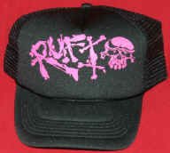 Rufio Mesh Trucker Hat Pink Skull Logo Black One Size