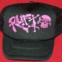 Rufio Mesh Trucker Hat Pink Skull Logo Black One Size