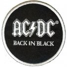 AC/DC Iron-On Patch Round Back in Black Logo