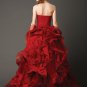 Burgundy A Line Ruffled Organza Wedding Dresses Bridal Dress US/UK 2 4 6 8 10 12 14 16