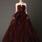 Backless Chocolate Tulle Ball Gown Wedding Dresses Bridal Dress US/UK 2 4 6 8 10 12 14 16