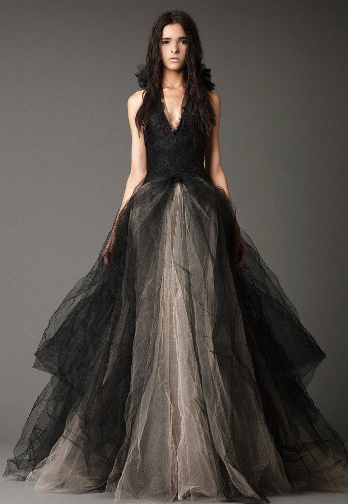 Black and Champagne Halter A Line Tulle Wedding Dress Bridal Dress US ...