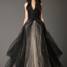 Black and Champagne Halter A Line Tulle Wedding Dress Bridal Dress US/UK 2 4 6 8 10 12 14 16