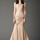 Champagne One Shoulder Pleated Chiffon Sheath Wedding Dress 2013 US/UK 2 4 6 8 10 12 14 16