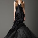 Sexy Black Taffeta Tulle Backless Mermaid Wedding Dress 2013 US/UK 6 8 10 12 14 16