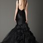 Sexy Black Taffeta Tulle Backless Mermaid Wedding Dress 2013 US/UK 6 8 10 12 14 16