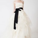 Lace Applique Tulle Princess Wedding Dresses With Black Sash 2013 US/UK 6 8 10 12 14 16