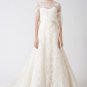 High Neck Tulle Faced Lace Applique A Line 2013 Wedding Dress With Sleeve US/UK 6 8 10 12 14 16