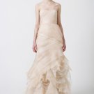 Champagne Ruffles Organz One-shoulder Wedding Dress US/UK 6 8 10 12 14 16