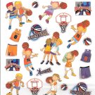 8 Basketball players Boy & Girl, uniforms, balls, hoops