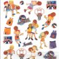 8 Basketball players Boy & Girl, uniforms, balls, hoops