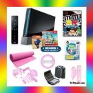 Black NINTENDO WII PINK BUNDLE w. Super Mario Bros. / Wii Fit Yoga Mat and More