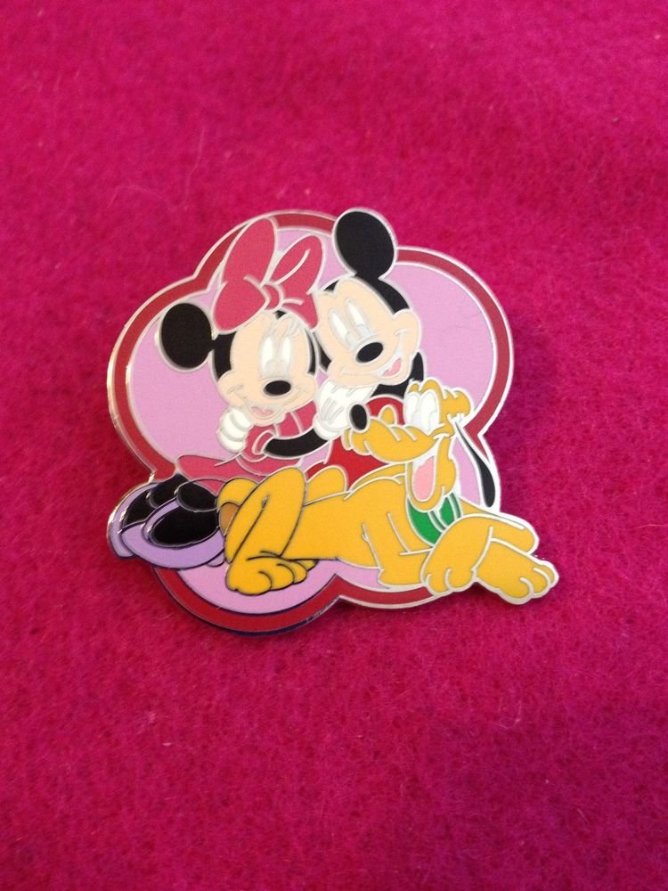 Authentic Walt Disney Large Mickey Minnie Mouse And Pluto Pin