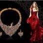 Colorful Crystal Decorated Elegant Peacock Design 18K Plated Alloy Necklace & Earrings Set (Golden)