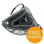 Faux Snake Skin Leather Shoulder Bag (Black)