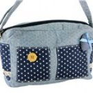 Stylish Heart Design Canvas Multifunctional Bag with Double Zippers (Dark Blue)