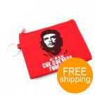 Che Guevara Image Pattern Canvas Purse Wallet with Key Ring - Red