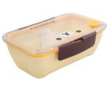 Cute Rilakkuma Design Rectangular Deep Lunch Box with Fork (Yellow)