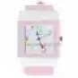 Cartoon Font Square Lady Wrist Watch (Pink Strap)