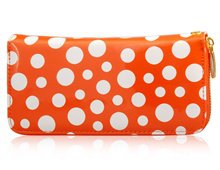 Polka Dot Zippered Closure Wallet (Orange)