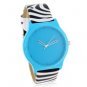 Stylish Women's Analog Watch with Zebra Skin Pattern PU Leather Strap (Blue)