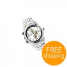 Multi Functional Men's Metal Wrist Watches Silver