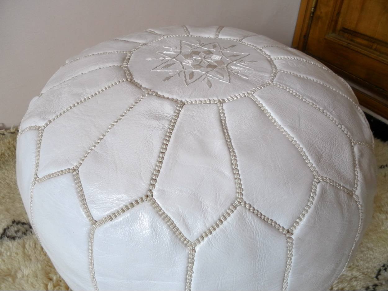WHITE MOROCCAN POUF