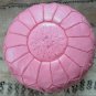 MOROCCAN LEATHER POUF ( also called footstool , ottoman , floor pillow ) pink