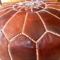 MOROCCAN LEATHER POUF :natural dark brown tan