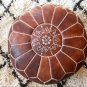 MOROCCAN LEATHER POUF :natural dark brown tan