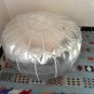 MOROCCAN FAUX LEATHER POUF : SILVER color
