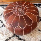 SET OF 2 LEATHER POUFS ( also called ottomans , floor pillows ,footstool ) Nat brow tan