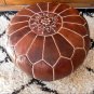 SET OF 2 LEATHER POUFS ( also called ottomans , floor pillows ,footstool ) Nat brow tan