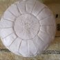 WHITE MOROCCAN LEATHER POUF