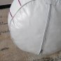 SET OF 2 LEATHER POUFS ( also called , floor pillows ,footstool ) white with Fuschia stitching