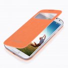 New FLIP PU Leather CASE Cover Smart Wake S View For SAMSUNG GALAXY S4 SIV i9500 Orange Color