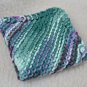 Hand Knitted Dish Cloth Variegated Green and Purple