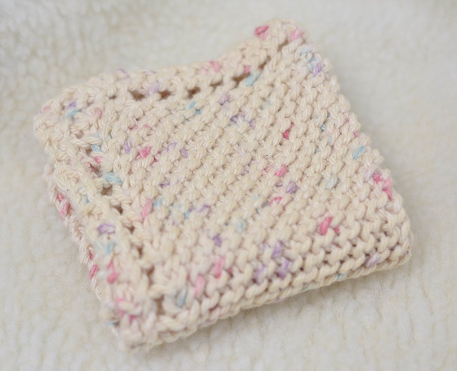 Hand Knitted Dish Cloth Cream