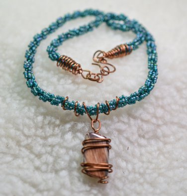Necklace with spirals of copper wire