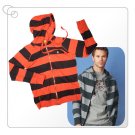 Brand New Men's cotton stripe Jacket zip-front Hoody free shipping