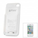 External 1450mA Battery PU + Red ABS Back Case for iPhone 4 / 4S