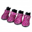 4x Shoes Boots for Pet Dog Deep Pink