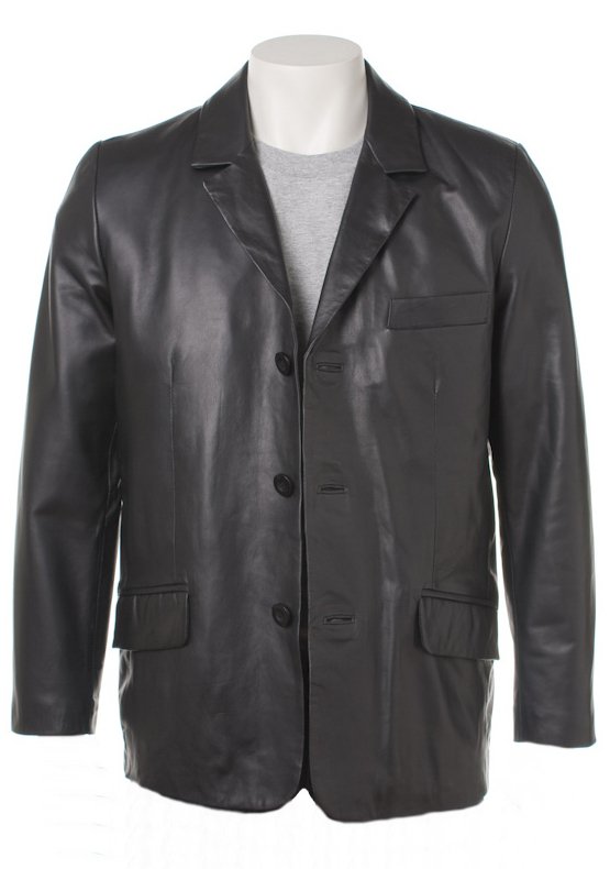 Men Classic Three Button Leather Blazer