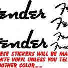FENDER GUITARS VINYL DECAL STICKERS SET OF 6--2 @5"--2 @3" & 2 @2"