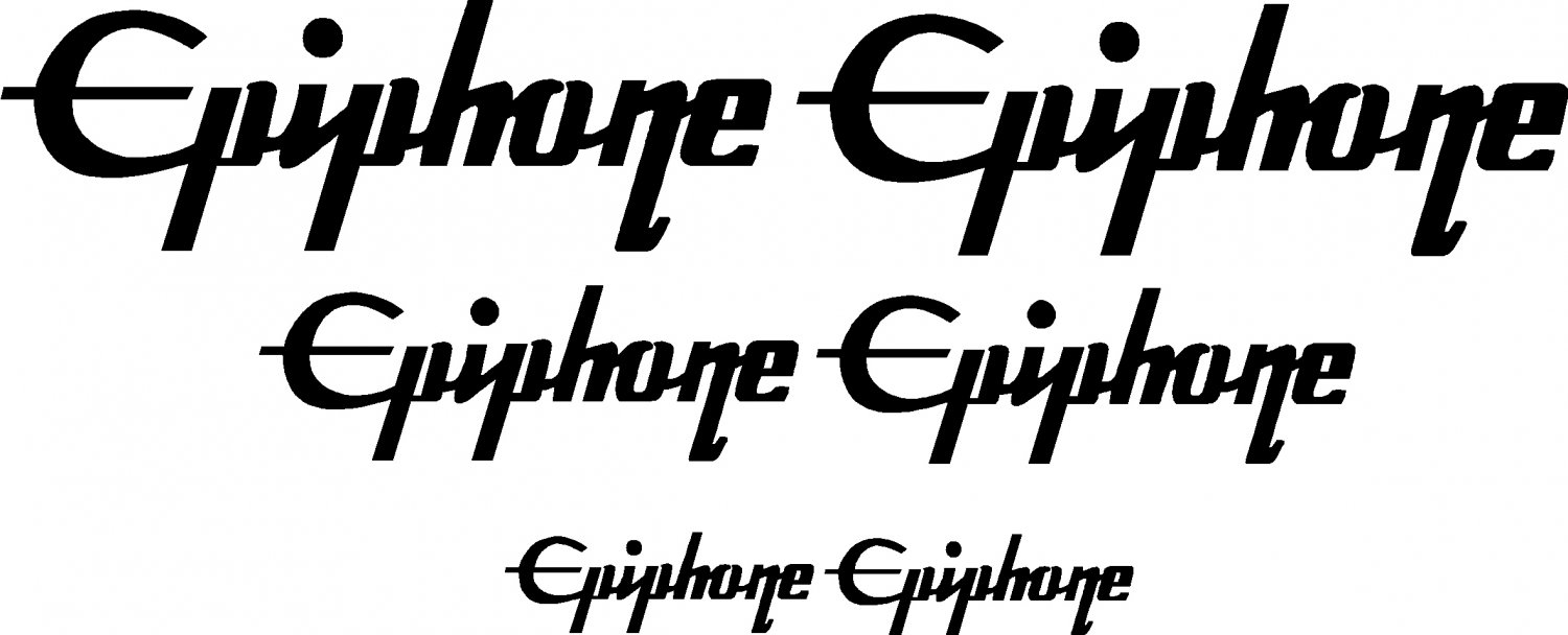 EPIPHONE GUITARS VINYL DECAL STICKERS SET OF 6--2 @5"--2 @3" & 2 @2"