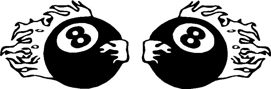 POOL 8 EIGHT BALL FLAMING SET OF 2 VINYL DECAL STICKERS....