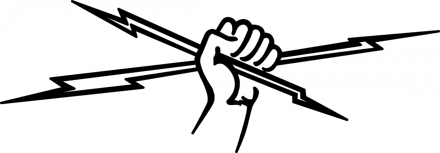 ELECTRICIAN FIST & BOLTS VINYL DECAL STICKER 7.85" WIDE!