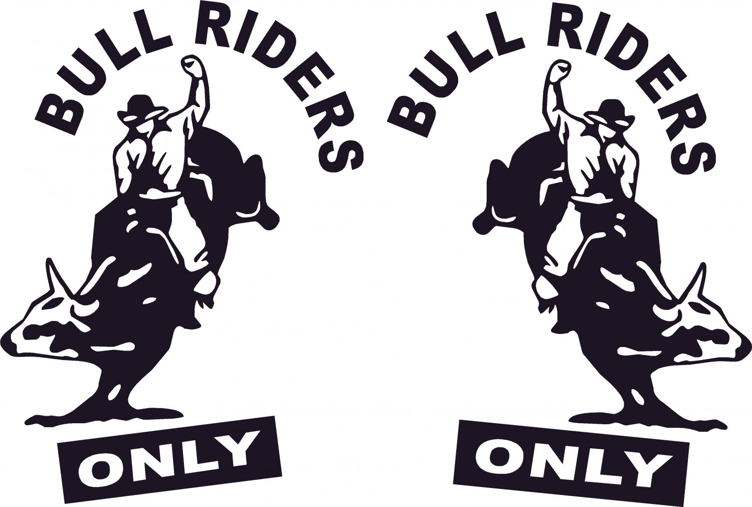bullriders only vinyl decal stickers set of 2 flipped rodeo cowboy cowgirl